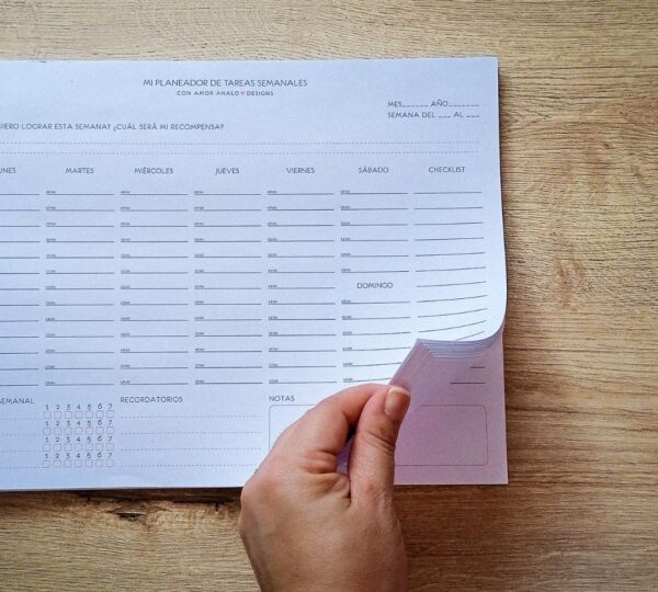 planifica y organiza tu semana bloc