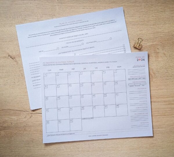 visión del mes planner accionable 2024